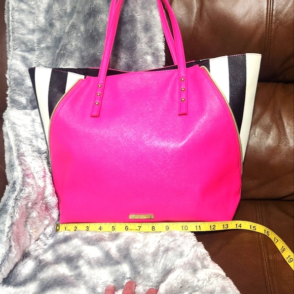 JUICY COUTURE Hot Pink/Black Strip Tote Bag - Picture 5 of 10